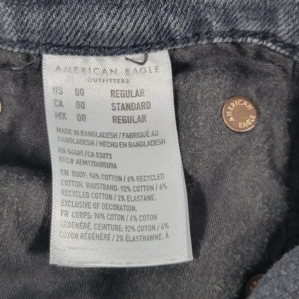 American Eagle 90s bootcut Jeans Distressed black Denim Women's Size 00 - Picture 10 of 11